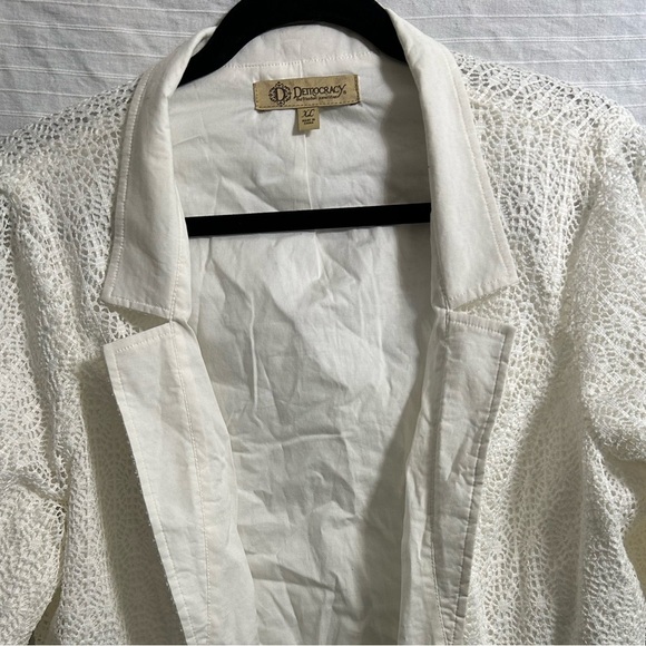 Democracy White Eyelet Embroidered Open Front Blazer Jacket Size XL - Picture 5 of 9